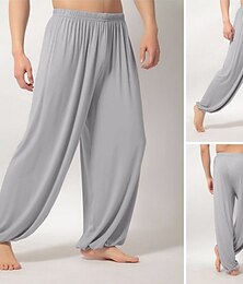 abordables -Homme pantalon été Pantalon baggy Pantalon de plage Sarouel Pantalon bohème Taille elastique Fluide Couleur unie Confort Respirable Casual du quotidien Plage Hippie Yoga Noir Blanche Micro-élastique