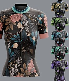 voordelige -21Grams Dames Wielrenshirt Korte mouw Fietsen Kleding Bovenlichaam met 3 achterzakken Bergracen Wegwielrennen Snel Drogend Ademend Zacht Achterzak Zwart Geel Blauw Grafisch Flora Botanisch Sport