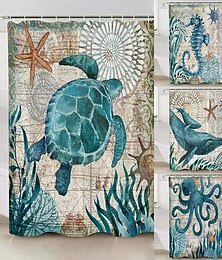 cheap -Shower Curtain with Hooks Ocean Theme Bathroom Bathtubs Shower Curtain with Hooks Eco Friendly Waterproof Shower Curtains for Home Decorative