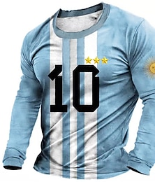 ieftine -Bărbați Tricou Tricouri Grafic Cupa Mondială 2022 Stil Nautic Îmbrăcăminte Tipărire 3D Argentina Football În aer liber Casual Manșon Lung Imprimeu Epocă Modă Designer
