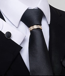 cheap -Men's Fashion Ties Solid Color Silver Black Pink 2024