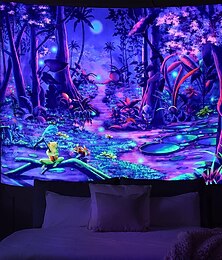 economico -paese delle meraviglie blacklight uv reattivo da parete arazzo farfalla art decor tenda coperta tovaglia da picnic appesa casa camera da letto soggiorno dormitorio decorazione poliestere