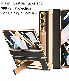 رخيصةأون -هاتف غطاء من أجل سامسونج جالاكسي Z فولد 7 Z Fold 5 Z Fold 4 Z Fold 3 أغطية قابلة للقلب إطار ممتص الصدمات قلب حماية كاملة للجسم لون سادة الكمبيوتر الشخصي جلد PU