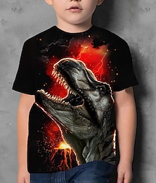 billiga -Barn Pojkar T-shirt Tee Djur Dinosaurie Kortärmad Crewneck Barn Top Ledigt 3D-tryck Häftig Dagligen Sommar Svart 3-12 år