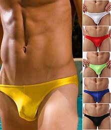economico -Per uomo 3 pezzi Mutandine di base Taglio bikini Slip Nylon Antiparassitario A prova di perdita Colore puro Vita normale Nero Bianco