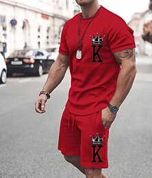 economico -Per uomo Lettera 2 pezzi Set di magliette Set abbinati Manica Corta Pantaloni corti Girocollo Moda Streetwear Ginnastica All'aperto Abbigliamento quotidiano Uscire Coulisse Elastico in vita Estate