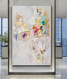preiswerte -große Textur abstraktes Ölgemälde bunte Malerei weiß strukturierte Kunst Messermalerei handgemalte abstrakte Kunst große Leinwandkunst moderne Kunst