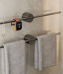 abordables -toallero de baño espacio libre perforado toallero de aluminio extremadamente simple ligero lujoso almacenamiento de toallas