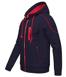 abordables -Hombre Sudadera con cremallera Sudadera con capucha y cremallera completa Chaqueta deportiva Chaqueta Negro Azul Marino Gris Con Capucha Plano Cerrar Bolsillo Deporte Diario Deportes Ropa de calle