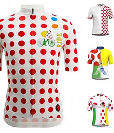 voordelige -Voor heren Wielrenshirt Stip Korte mouw Fietsen Shirt Kleding Bovenlichaam met 3 achterzakken Bergracen Wegwielrennen Sneldrogend Reflecterende strips Achterzak Vochtregelerend Sport Zwart Wit Geel