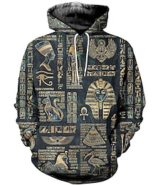 abordables -Divinités égyptiennes antiques pharaon King Tut Sweat à capuche Dessin Animé Manga Animé 3D Poche avant Art graphique Pour Couple Homme Femme Adulte Impression 3D
