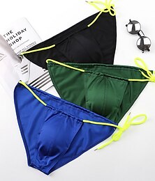 お買い得  -男性用 1パック ブリーフ スイムブリーフ ドローストリング ポリエステル 高通気性 ソフト 平織り ミディアムウエスト ブラック ホワイト