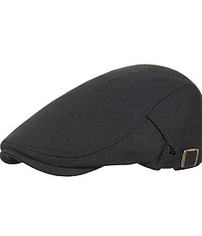abordables -Hombre Gorra Plana Gorra de vendedor de periódicos Gorra de taxista Sombrero de vendedor de periódicos Negro Azul Marino Oscuro Algodón Moda de los años 20 Contemporáneo moderno Amable Ropa de