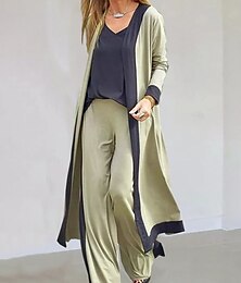 cheap -Women's Lounge Sets 3-Piece Sweatsuit Outfits Soft Vest Long Sleeve Open Front Cardigan Top Hight Waist Trouser Pant
