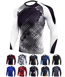 cheap -Men's Compression Shirt Running Shirt Long Sleeve Base Layer Athletic Winter Spandex Breathable Moisture Wicking Soft Fitness Gym Workout Running Sportswear Activewear Optical Illusion 1# 2# 3#