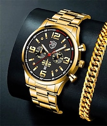 preiswerte -Deyros Uhren für Herren, Business-Luxus-Edelstahl-Quarz-Armbanduhr, modische Herren-Sportarmbanduhr, leuchtende Uhr