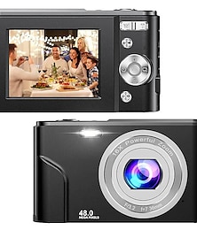 abordables -Appareil photo numérique 1080p 48 méga pixels caméra de vlogging avec zoom numérique 16x mini caméras portables compactes pour débutants cadeau d'anniversaire
