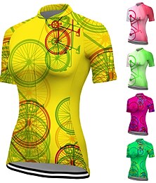 abordables -Femmes Maillot de cyclisme Graphique Drôle Manche Courte Cyclisme Maillot Top avec 3 poches arrière VTT Vélo tout terrain Cyclisme sur route Séchage Rapide Bandes réfléchissantes Poche Arrière