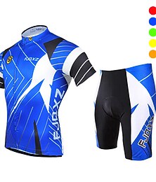 preiswerte -FJQXZ Herren Radtrikot mit Radhose fahrradbekleidung set Kurzarm MTB Mountain Rennrad Dunkelgrau Gelb Rote Patchwork Fahhrad 3D-Pad Atmungsaktiv UV-resistant Rasche Trocknung Sport Patchwork Mit