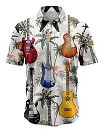 economico -Per uomo Chitarra Note Musicali Camicia Camicia hawaiana estiva Camicia con Bottoni Maniche Corte Tropicale Moda Hawaiano Streetwear Casuale Camicia hawaiana Estate Primavera Collo ripiegato Stampato