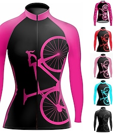 abordables -Femmes Maillot de cyclisme Graphique Drôle manche longue Cyclisme Maillot Top avec 3 poches arrière VTT Vélo tout terrain Cyclisme sur route Séchage Rapide Bandes réfléchissantes Poche Arrière