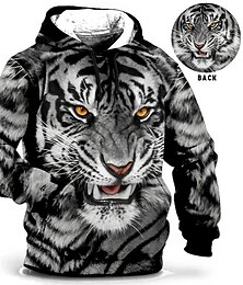 preiswerte -Herren Übergröße Pullover mit Kapuze Sweatshirt Groß und hoch Tier Mit Kapuze Tasche Langarm Frühling & Herbst Modisch Strassenmode Basic Komfortabel Arbeit Freizeitskleidung Oberteile