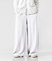 economico -Per uomo Pantaloni di lino Pantaloni Pantaloni estivi Pantaloni da spiaggia Vita elastica A zampa Fluente Liscio Comfort Esterno Giornaliero Per uscire Hip-hop Yoga Bianco Giallo