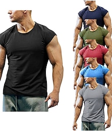 levne -Pánské Tričko Košile odvádějící vlhkost Bez vzoru Tričkový Ležérní Dovolená Krátký rukáv Oblečení Sportovní Módní Lehký Sval