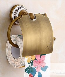 abordables -soportes de papel higiénico latón contemporáneo con soportes de papel de rollo de diseño tallado de cerámica montados en la pared 1pc
