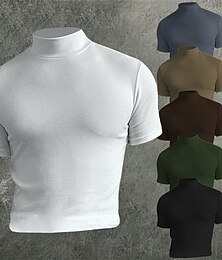 halpa -Miesten T-paita Pilkakilpikaulus Lyhyt hiha Poolokaulus Stand-kaula-aukko Kesä Tavallinen Suunnittelija Perus Moderni nykyaikainen Loma Katu Bile Musta Valkoinen Sininen Top T-paita miehille