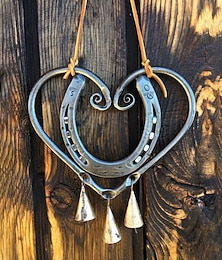 baratos -sinos de vento ferradura de amor sortudo, sinos de vento de cobre de dupla face 3d retro, sinos de vento de amor decorações de janelas de jardim, adequados para presentes de dia dos namorados, trazem boa sorte ao amor