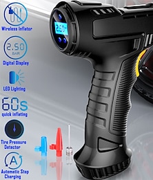 abordables -Compresseur d'air de voiture 120w pompe gonflable sans fil/filaire rechargeable pompe à air portable gonfleur de pneu de voiture numérique pour vélo de voiture