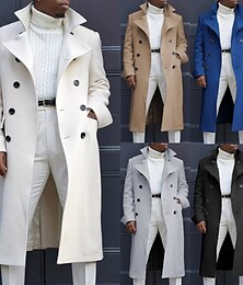 ieftine -Bărbați Palton de iarnă Peacoat Afaceri Casual Iarnă Poliester Rezistent la Vânt Cald Îmbrăcăminte exterioară Îmbrăcăminte Stilat Casual non-imprimare Culoare pură Buzunar Guler de stand Cu Un Nasture