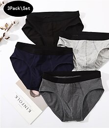 billiga -Herr 3-pack Kalsong 95% bomull Andningsfunktion Mjuk Slät Medium Midja Svart Rubinrött