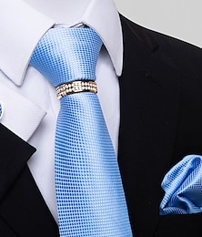 preiswerte -Mode-Krawatten für Herren, kariert, hellgelb, dunkelrot, blau, 2024