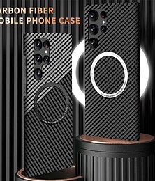 cheap -Phone Case For Samsung Galaxy S23 S22 S21 Plus Ultra With Magsafe Magnetic Dustproof Four Corners Drop Resistance Lines / Waves Carbon Fiber