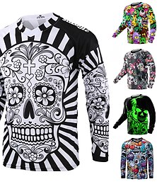abordables -Homme Maillot Velo Cyclisme Maillot de descente maillot de moto manche longue Hiver Cyclisme Maillot Top avec 3 poches arrière VTT Vélo tout terrain Vélo Route Chaud Résistant aux UV Cyclisme