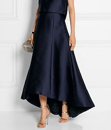 abordables -Robe deux pièces Mère de la mariée Robe d'invitée de mariage Élégante Simple Haut-Bas Col bijou Asymétrique Tafetas Sans manches avec plis Couleur unie 2025 taille sur mesure gratuite