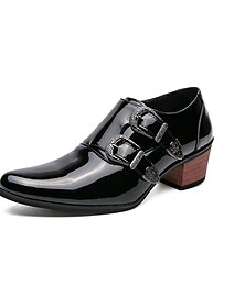 ieftine -Bărbați Oxfords Pantofi de călugări Mărime Plus Size Pantofi Augmentare Înălțime Casual Englezesc Nuntă Petrecere și seară Piele Originală Dantelat Negru strălucitor Negru Maro Primăvară Toamnă