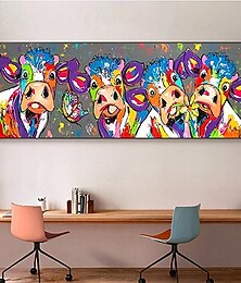 abordables -peinture à l'huile 100% fait à la main peint à la main art mural sur toile vaches colorées série animale moderne abstrait décoration de la maison décor toile roulée sans cadre non étiré 150 * 50cm