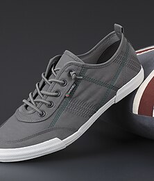 economico -Sneakers casual da uomo in nylon grigio con lacci – scarpe basse leggere e traspiranti per l'uso quotidiano, i viaggi e le gite del fine settimana