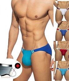 billiga -Herr Badkläder Simkort Simthong Nät med Pad Färgblock Andningsfunktion Mjuk Surfing Simbassäng Stylish Sexig Vit Rubinrött