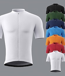 cheap -21Grams Men's Cycling Jersey Short Sleeve Bike Jersey Top with 3 Rear Pockets Mountain Bike MTB Road Bike Cycling Breathable Moisture Wicking Soft Quick Dry Black White Red Color Block Patchwork