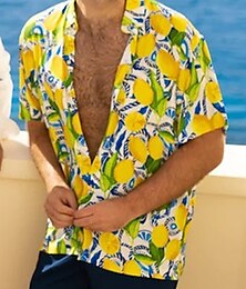 preiswerte -Herren Tropisch Hemd Hawaiihemd Sommerhemd Aloha-Shirt Kurze Ärmel Hemd Umlegekragen Tropisch Modisch Hawaiianisch Outdoor Strasse Hawaiianisch Gelb Rosa Braun S M L
