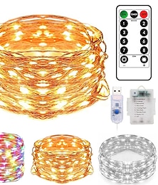 economico -elegante ricevimento di matrimonio festa luci a led fatate 20m 200led filo di rame luci decorative con telecomando 8 modalità di illuminazione per la decorazione della stanza della festa di