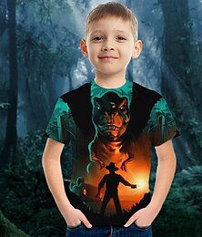 economico -Bambino Da ragazzo maglietta Tee Animali Dinosauro Manica corta Girocollo Top bambini Informale Stampa 3D Fantastico Giornaliero Estate Rosso 3-12 anni