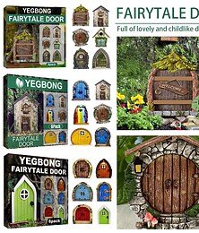 cheap -6pcs Fairy Garden Door for Tree Fairy Garden Outdoor Decor Accessories Fairytale Tiny House Doors Mini Gift for Multicolor