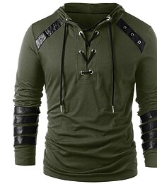 economico -Per uomo Felpa con cappuccio Felpa con cappuccio a zip intera Felpa con cappuccio in pile Verde militare Con cappuccio Liscio Lacci Collage Color Block Sportivo Giornaliero Per eventi Vintage