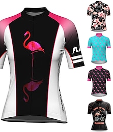 cheap -21Grams Women's Cycling Jersey Short Sleeve Bike Top with 3 Rear Pockets Mountain Bike MTB Road Bike Cycling Breathable Moisture Wicking Quick Dry Reflective Strips Violet Black Pink Flamingo Sports