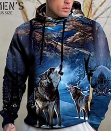 preiswerte -Herren Übergröße Pullover mit Kapuze Sweatshirt Groß und hoch Tier Mit Kapuze Tasche Langarm Frühling & Herbst Modisch Strassenmode Basic Komfortabel Freizeitskleidung Urlaub Oberteile